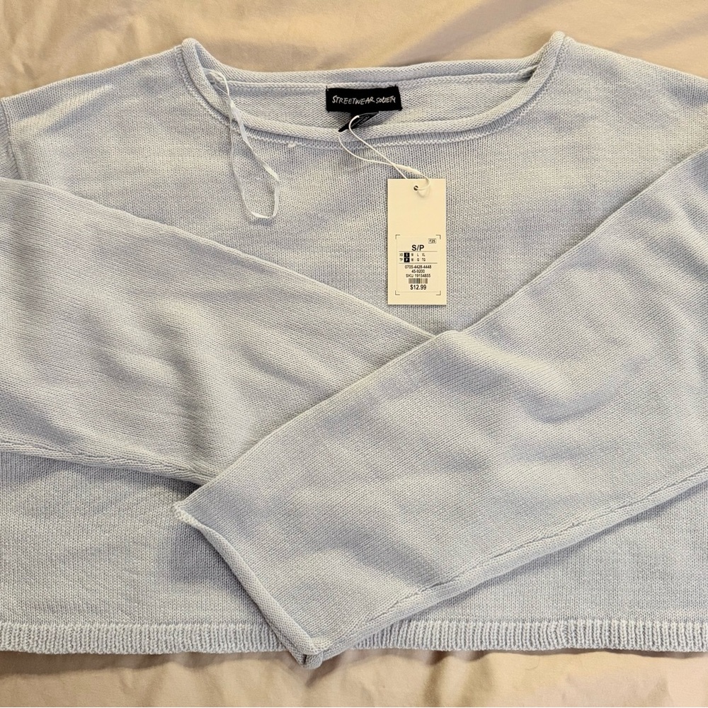 Women's Light Blue Crop Sweater